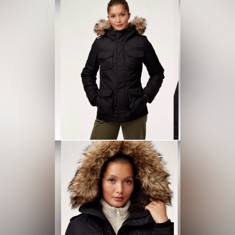 TNA Aritzia Niskeo Black Parka Heritage Series with Faux Fur Hood - Picture 2 of 12